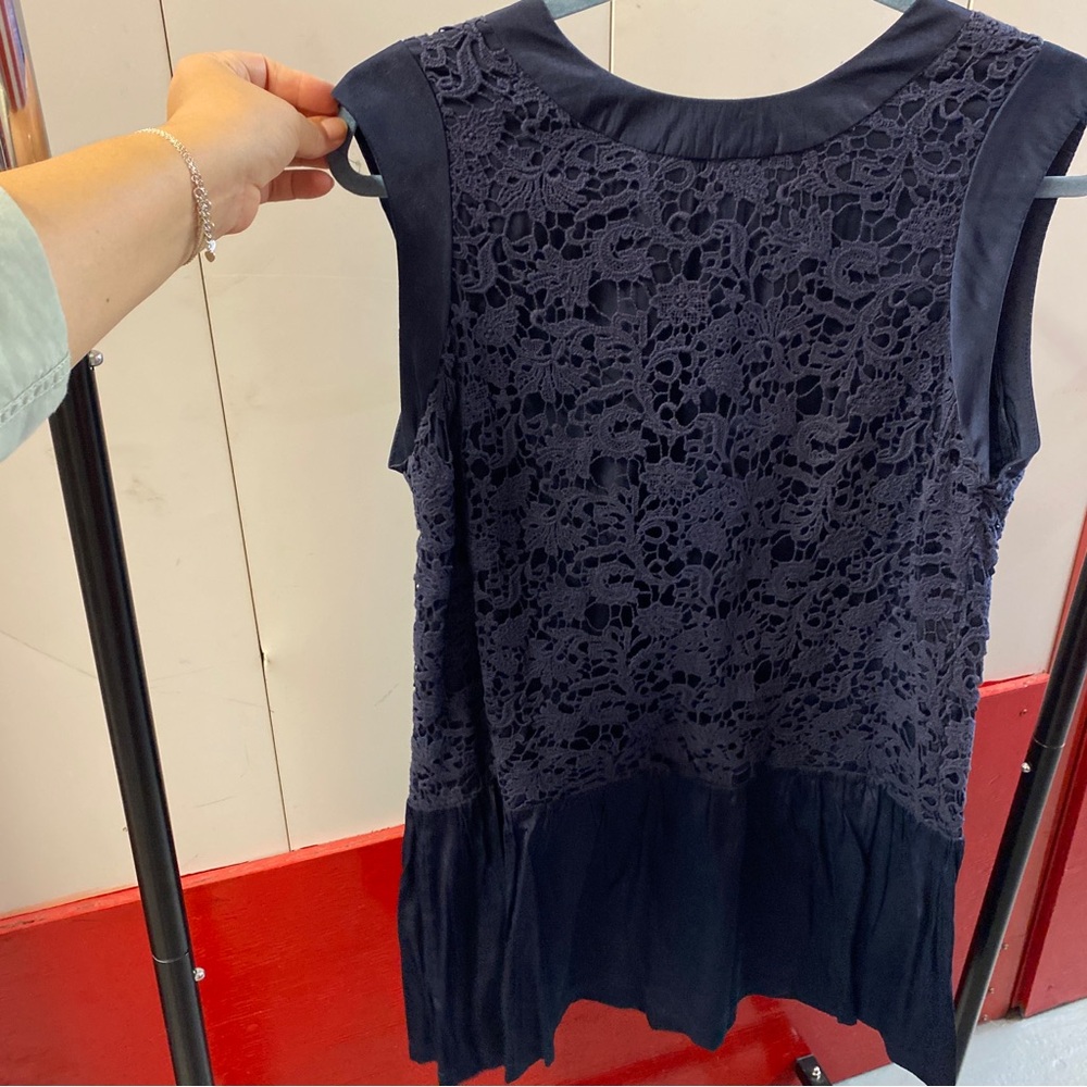 French Connection Navy Lace Drop Waist Dress | Size 10